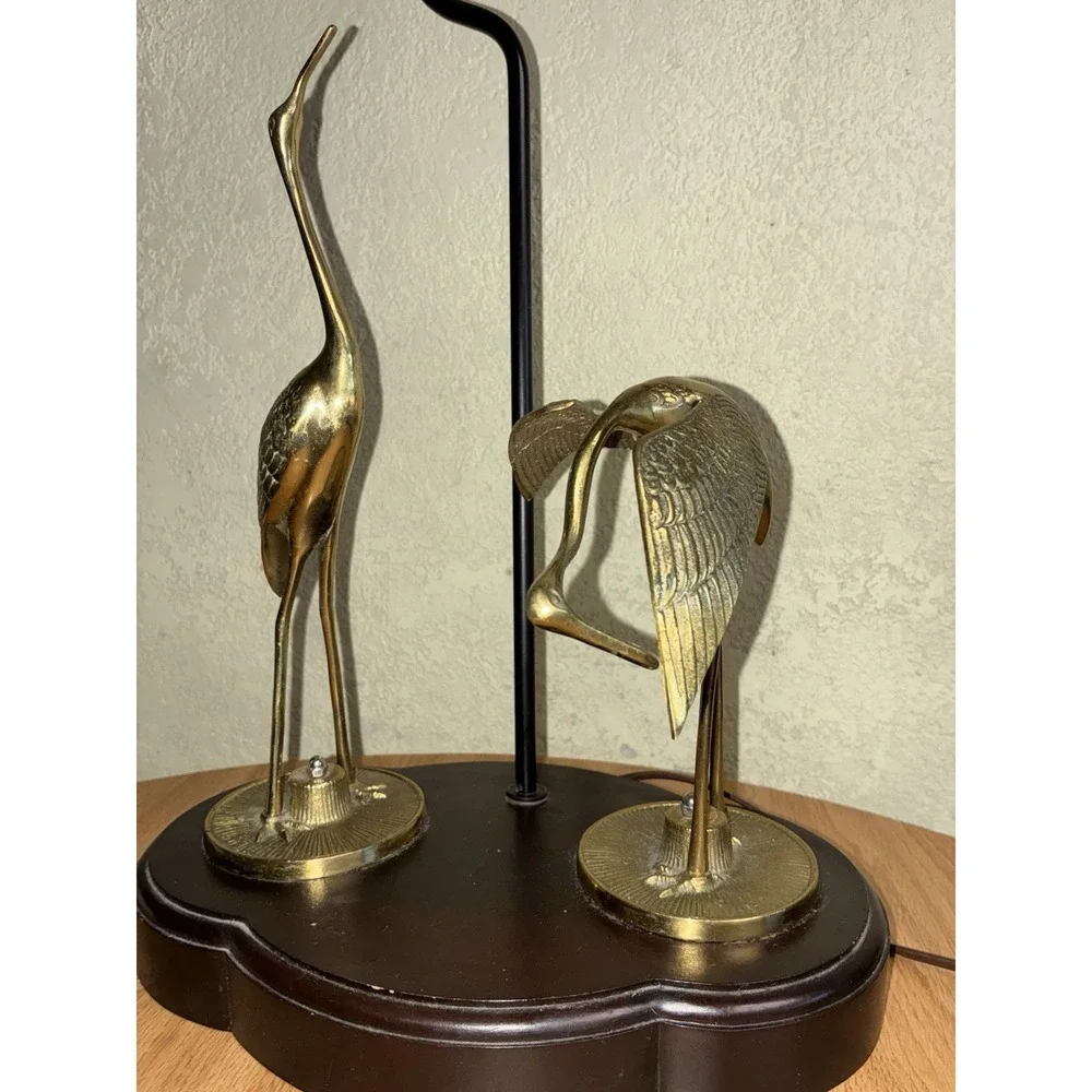 Leviton  Lamp Cranes Brass Wood‎ Red Egret Heron 24